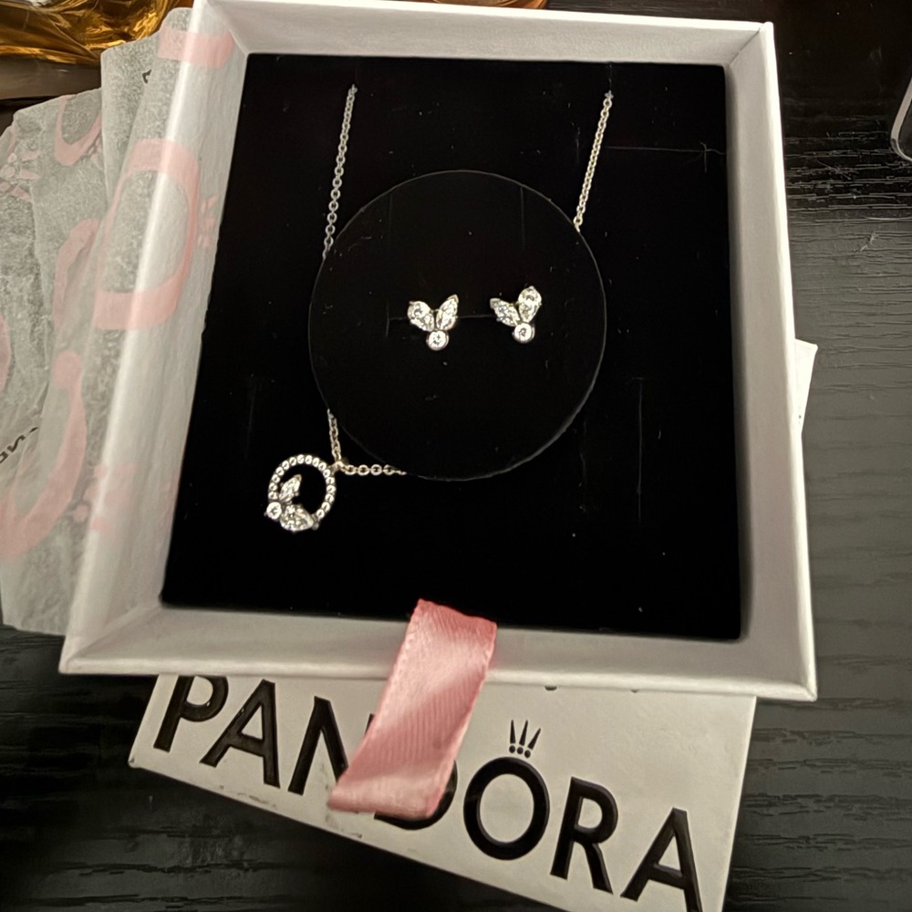 Pandora Silver Necklace with Crystal Accents